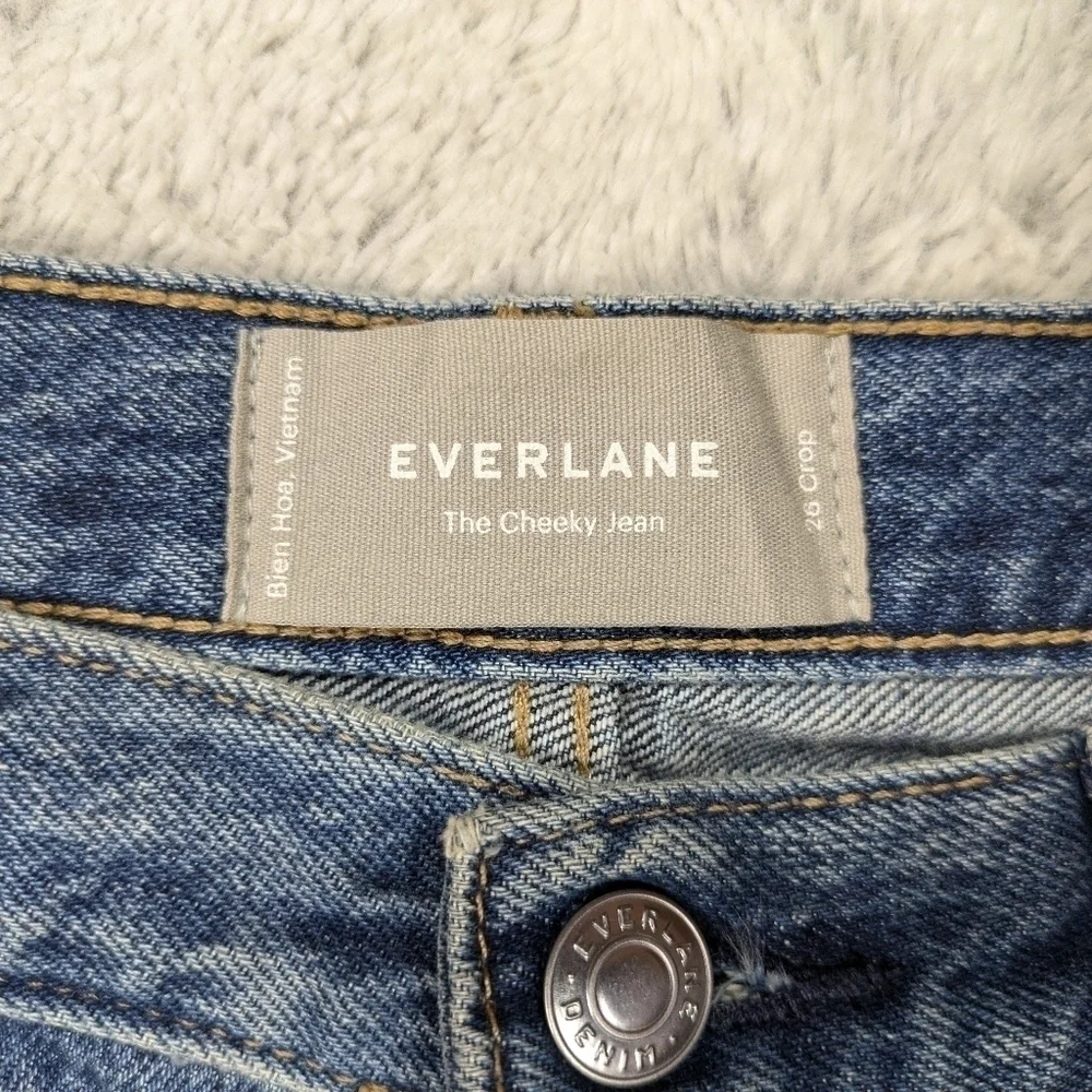 Everlane Jeans Women's 26 Blue Medium Wash The Cheeky Crop Raw Hem Cotton